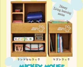 ランドセルラック＆ワゴン収納　ミッキー木目柄
