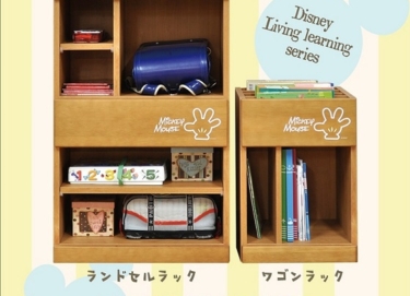 ランドセルラック＆ワゴン収納　ミッキー木目柄